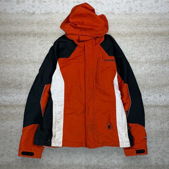 Vintage 90s Spyder Windbreaker Ski Jacket Mens XL Burnt Orange Black Full Zip - Picture 1 of 11